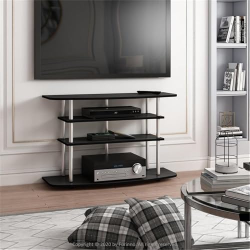 Image of Furinno Frans Turn-N-Tube TV Stand for TV Size up to 43 Inch, 4-Tier, Black Oak