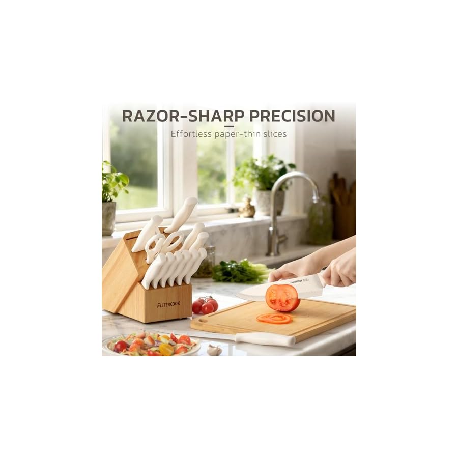 Astercook-Knife-Set-15-Pieces-Kitchen-Knife-Set-with-Sharpener-Block-German-Stainless-Steel-Knives-Set-with-Anti-Rust-Coating-Dishwasher-Safe-Elegant-Cream-White-Knife-Block-Sets-Valentines-Gift Astercook Knife Set, 15 Pieces Kitchen Knife Set with Sharpener Block, German Stainless Steel Knives Set with Anti-Rust Coating, Dishwasher Safe Elegant Cream White Knife Block Sets, Valentine's Gift