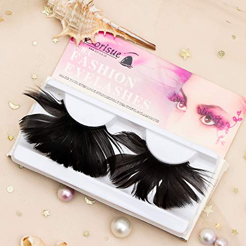 Dorisue Halloween Drama Lashes Set - Colorful Fantasy Feather Eyelashes for Witch Costume Party, Black - Image 4