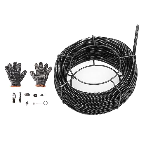 30m Steel Drain Cleaning Cable, Resistant for Sink, Bathtub, Shower, Sewer, 9.5mm Dredging Spring Auger