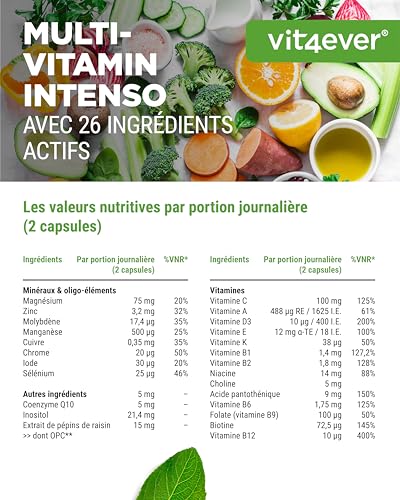 Multivitamines A-Z - 365 gélules hautement dosées avec 26 formes bioactives & matières premières de marque - Vitamines + Minéraux - Complexe All In One - Vegan – Image 5