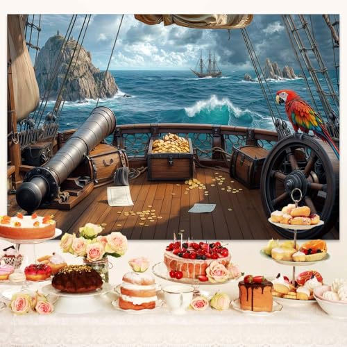 Fondo Fotográfico Barco Pirata 7X5FT miniatura 3