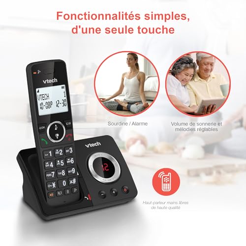 VTech Digitales Schnurlostelefon ES2050, einfacher Anrufbeantworter, Blocker für unerwünschte Anrufe