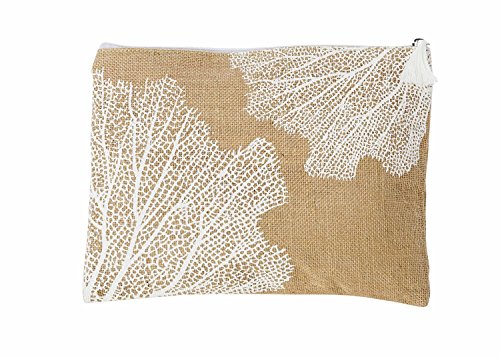 Mud Pie Shoreline Jute Case Tote, Coral
