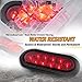 Meerkatt (Pack of 4) 6 Inch Oval Smoked Lens Red 10 LED Brake Rear Stop Lights Flush Mount with Rubber Grommet & Plug Lamp Trailer Truck 12V DC Waterproof UA12