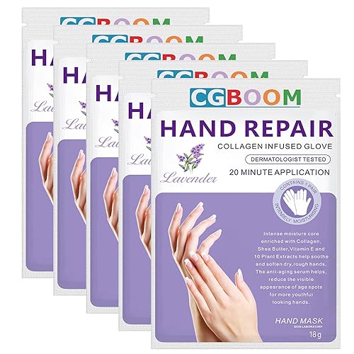 5 pares de guantes hidratantes, mascarillas exfoliantes, cuidado suave de las manos, para manos secas y agrietadas (Classic)