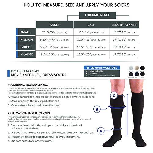 image for Truform 1943 Compression Socks, 15-20 mmHg, Men's Dress Socks, Knee Hi
