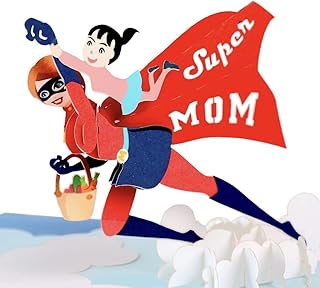 CUTE POPUP - Birthday Pop Up Card, Thank You Card with World's Best Supermom Design, Mother's Day Card, Thinking of You Po...