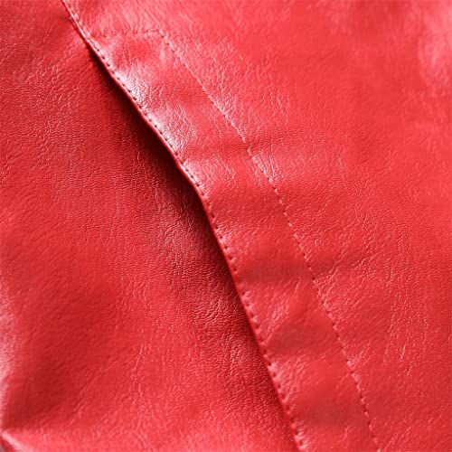 UIOKLMJH Men's Plus Size Lapel Zipper Leather Jacket Vintage Red Black Motorcycle Windbreaker Leather Jacket4