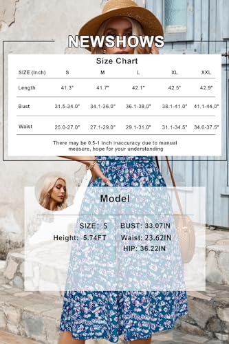 Image of Newshows Women's Pockets Wrap V Neck Floral Summer Vacation Casual Sundress | Wrinkle Free, Stretchy, Summer Beach Floral Sundress 2026, Casual Dress for Vacation, Guaduation, Side Pockets, A-line