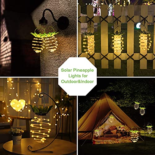 Jsot 2 Pack Solar Lanterns Outdoor Waterproof, 60Leds Hanging Pineapple Decorative Lights For Backyard, Porch, Patio, Table, Yard, Balcony, Plants, Teepee, Lawn, Pathway, Warm Light. #TOP1