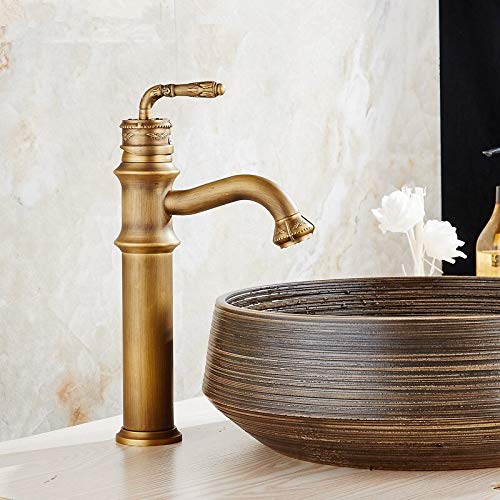Robinet de bassin en laiton antique mitigeur vintage eau chaude et froide montage sur pont