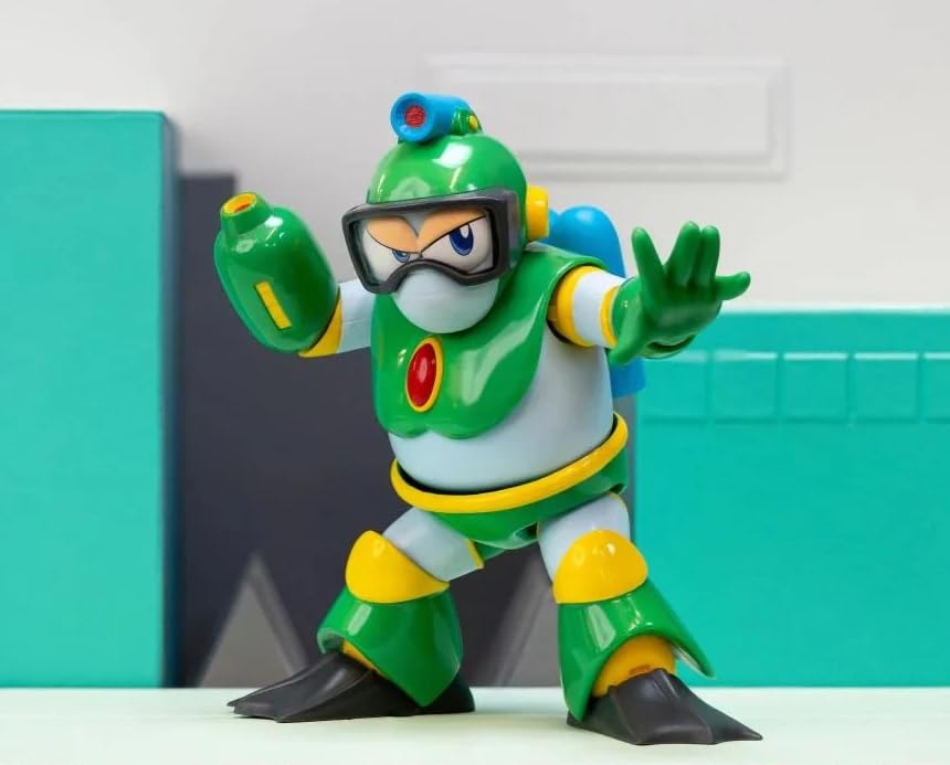 Jada Toys Mega Man - Figura de Bubble Man (11,5 cm) – Figura de acción y colección móvil de la serie de videojuegos Megaman, con cabeza, manos y accesorios alternativos, para fans y coleccionistas a