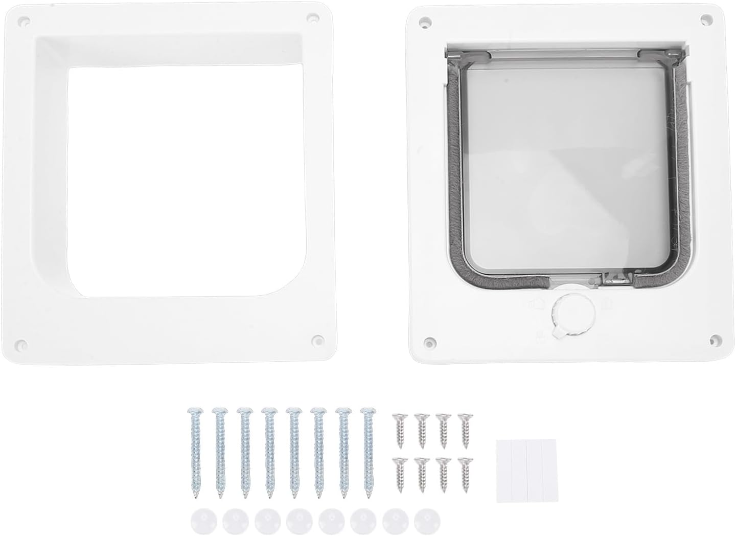 Haofy Cat Door 4 Way Locking Flap Weatherproof ABS Frame with Magnetic Windproof Brush Strips for Pets Up to 25 Lb for Interior Exterior Use Small Apartments RV Life Daily Use (XL)