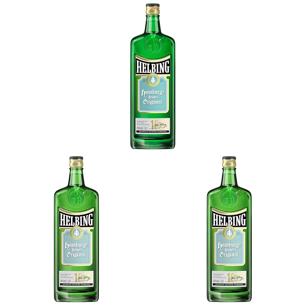 Helbing Kümmel - Hamburgs feiner Kümmel Schnaps seit 1836 - Trinkt man eiskalt, pur oder mit Tonic. (1 x 1,0 l) | 1l (3er Pack)