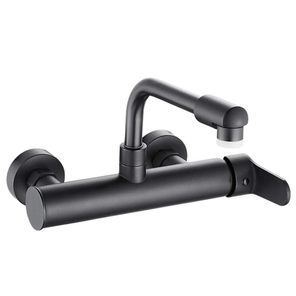 Robinet lavabo rotatif 360 mural laiton noir pour vasque