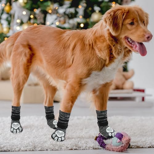 PUPTECK Meias antiderrapantes para cães com dois lados para cães médios e grandes, piso de madeira q