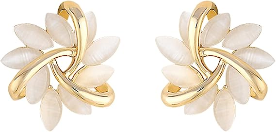 Amazon Yamoxls ピアス レディース 人気 金属アレルギー対応 スタッド セット 猫目石 花 飾り 可愛い 合金 金メッキ おしゃれ ビーズ プレゼント 大人 小さい アクセサリー 両耳用 キャッチ付き ピアス 通販