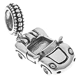 Queenberry Sterling Silver Luxury Convertible Racing Car European Style Dangle Bead Charm