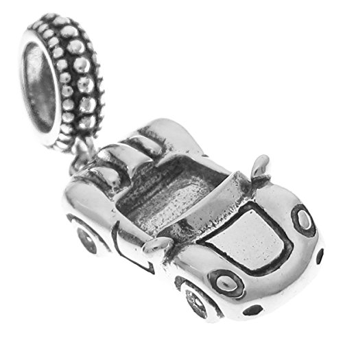 Sterling Silver Luxury Convertible Racing Car European Style Dangle Bead Charm