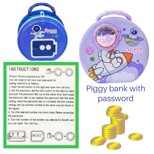 Image of TERA 13 Coin Bank for Boys, Space Theme Piggy Bank, Saving Money Bank for Kids (1 pcs) Birthday Return Gifts Coin Storage Box for Bo-ys, Gift Money Bank for Girls & Boys Lock & Key