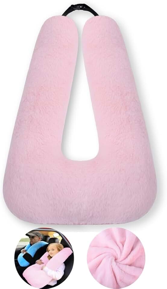 Pink travel pillow for car