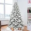 7ft flocked christmas tree artificial christmas tree with 1514 branch tips snowy hinged christmas tree with snow unlit frosted xmas tree with metal stand for holiday partyhome office  urban country home decor