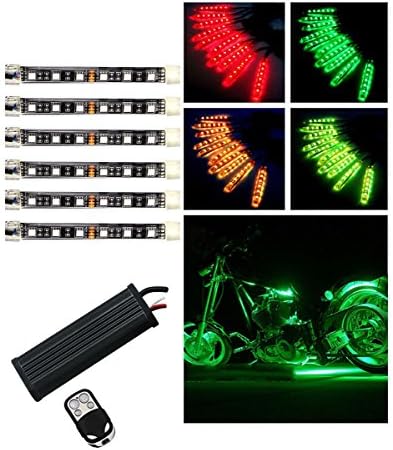 AXGLOW 6pc RGB Motorcycle LED Lights Kit Remote Control and Waterproof Neon Flexible Strip