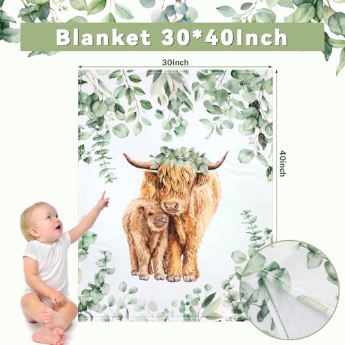 HunnmingRe Baby Highland Cow Crib Bedding Set 3 Pcs Crib Set Baby Blanket, Fitted Sheet, Pillowcase Soft Flannel Nursery Bedding for Standard Infant Bed and Toddler Mattress Newborns Gifts - Image 3