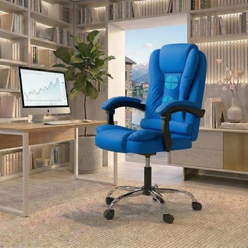Image of Casa Copenhagen Italia Premium Leatherette Office Chair for Work | Boss Chair, Ergonomic Executive, Luxurious Cushioned Arms & Seat, 2 Point Back Massager, Heavy Duty Metal Base (Royal Blue)