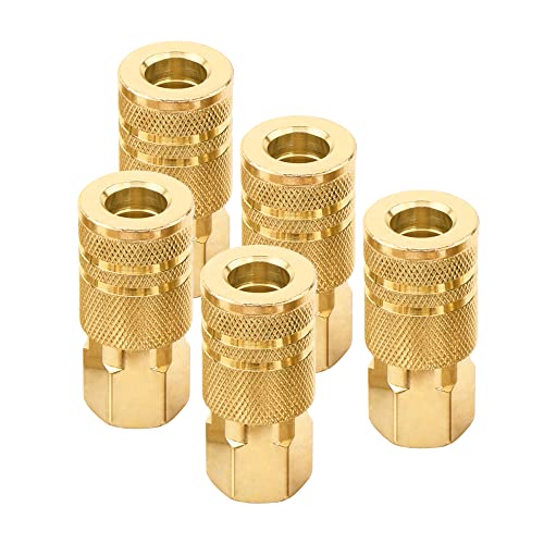 Silatu 1/4 Air Hose Fittings - 1/4 Inch Quick Connect Air Hose Fitting, 5-Pieces Female Air Coupler And Plug Kit For Air Tool Fittings #TOP4