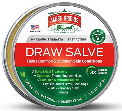 itch cream remover - Drawing Salve Ointment, 2 oz, for Boil Treatment, Maximum Strength Fast Acting Draw Salve for Splinters, Bee Stings, Cyst, Anti Itch Cream, Poison Ivy oak Relief, MADE IN USA, By Amish Origins