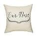 Fjfz Rustic Our Nest Olive Branch Farmhouse Quote Retro Country Style Vintage Gift Cotton Linen Home Decorative Throw Pillow Case Cushion Cover with Words for Sofa Couch, 18" x 18"