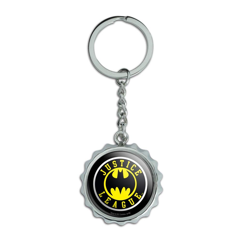 Justice League Batman Athletic Logo Keychain Chrome Plated Metal Pop Cap Bottle Opener