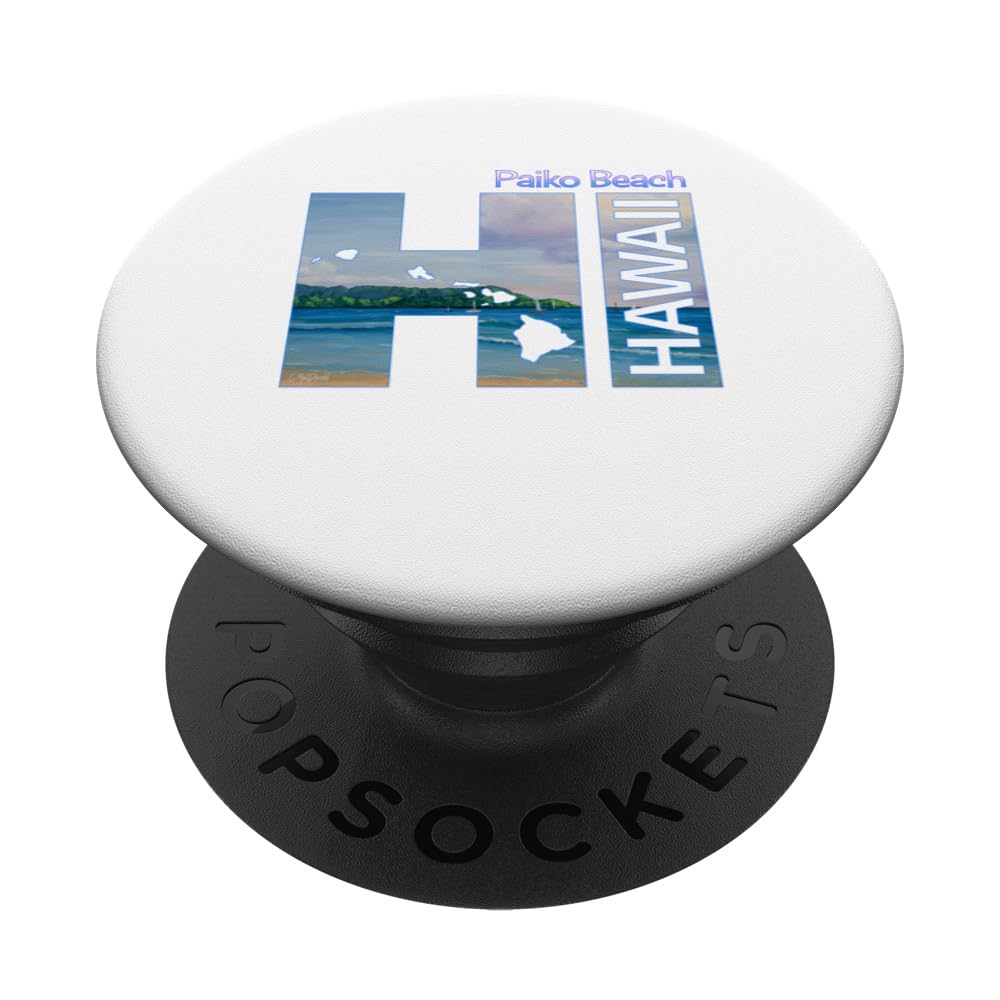 Paiko Beach HI Hawaii Aloha State Vacation PopSockets Swappable PopGrip, Black