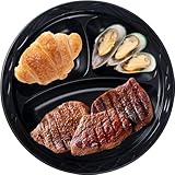 EARTHEATS Plastic Plates, Reusable 150 Pack 10 Inch Black Dessert Plates Heavy Duty Microwave Dishwasher Safe Plates Extra Large Wedding Plates