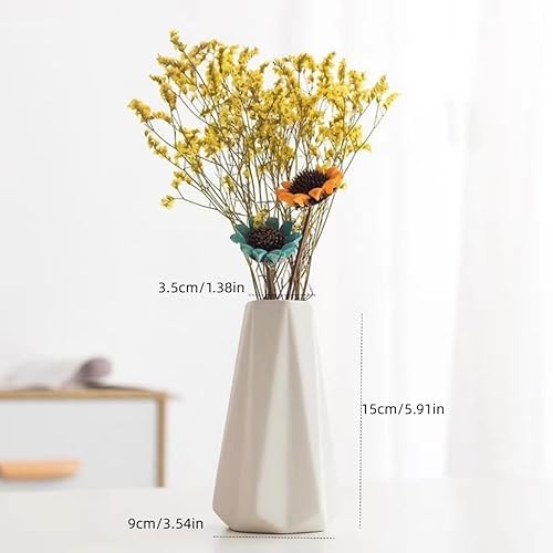 Miniatura 4 de Juego de jarrones de cerámica, 2 jarrones de flores blancas, jarrón decorativo para hierba de pampas, jarrón pequeño para el hogar, sala de estar,