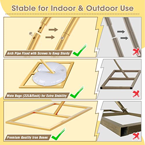 Asizzed 7.9Ft Gold Round Arch Backdrop Stand, Large Circle Wedding Balloon Arch Frame, Round Metal Arch Stand Backdrop For Party Anniversary Baby Shower Valentine Baby Shower Ceremony Decoration #TOP4