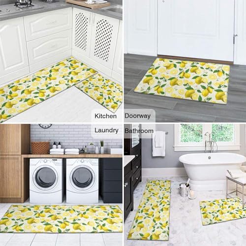 Ghroiep RUG-05 2 Piece Lemon Kitchen Decor Rugs Set, Farmhouse Country Kitchen Rugs And Mats Non Skid Washable Absorbent Microfiber Kitchen Accessories Decoration Floor Mats 17 Inchx47 Inch+17 Inchx30 Inch thumb #4