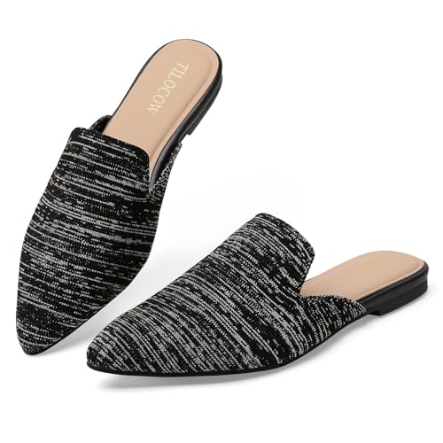 Image of Tilocow Knit Mules Office Slip on Loafers Business Casual Flats for Women
