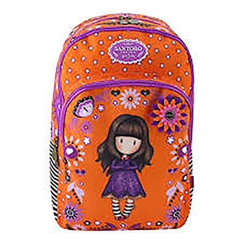 Gorjus s: Mochila naranja con tres cremalleras  43 x 35 10 cm  vestido  violeta flor