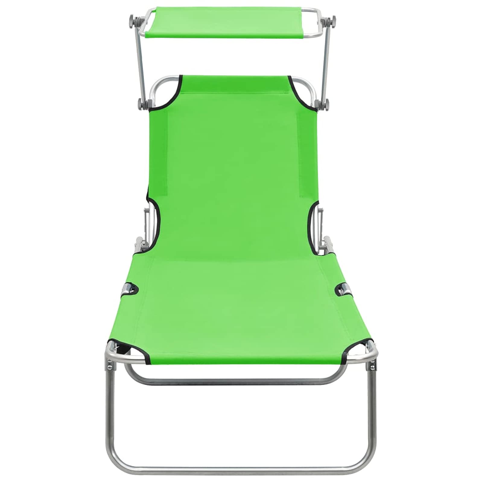 ZEYUAN Klappbare Sonnenliege mit Dach, Balkonliege, Gartenliege, Sonnenbett Outdoor, Gartenliegestühle, Freizeitliege, Strandliege, Gartenmöbel, Himmelsliege, Stahl Apfelgrün