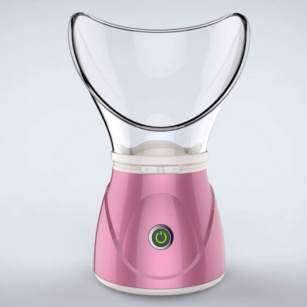 MQQ Portable steaming face instrument Professional Sinus Steam Inhaler Face Skin Moisturizer Facial Mask Sauna Spa Steamers with Aromatherapy Diffuser Humidifier Function (Color : Pink)