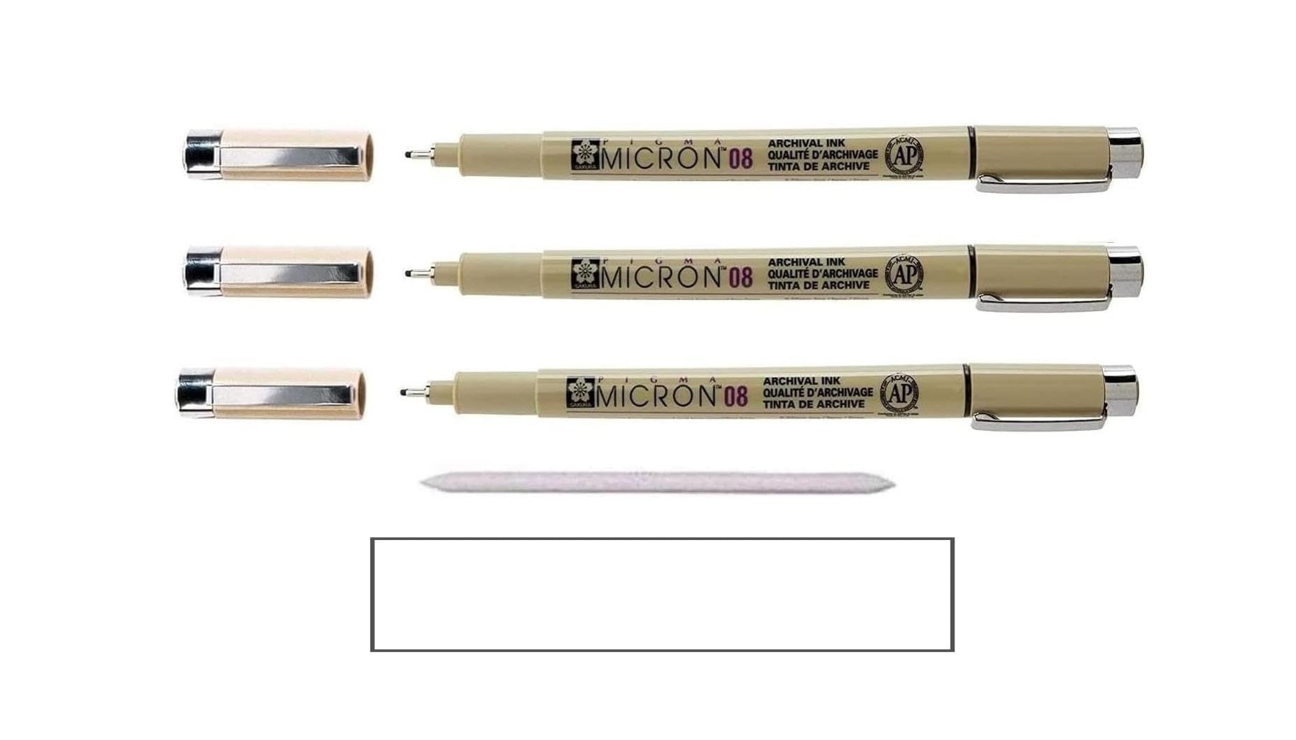 SAKURA Pigma Micron Negro 08. Set 3 piezas