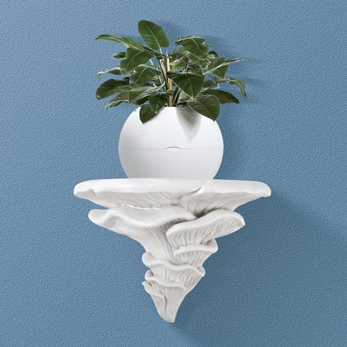 UITWMKTG 1 Pack Large Mushroom Shelves Floating Shelf Cottage Core Wall Decor Cute Hanging Shelf for Home Living Room Bedroom Kitchen Unique Wall Decor White
