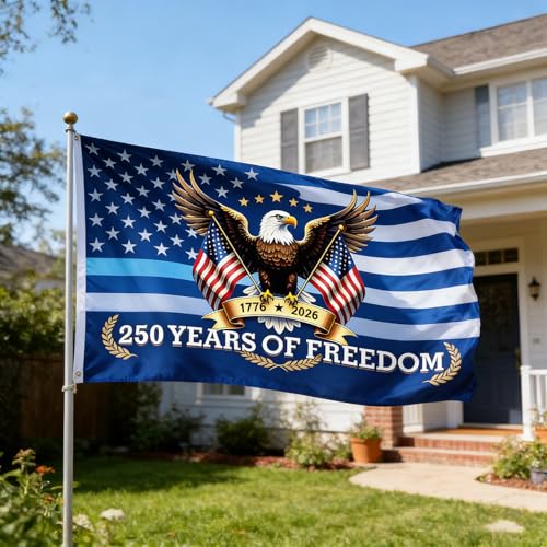 250 anniversary usa flag 3x5 Ft - [3-Layer]True Double Sided Blue Patriotic Flag with Brass Grommets - 3-Layer Polyester Outdoor Decor for 1776-2026 Semiquincentennial