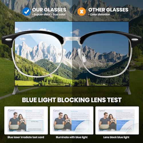 Image of Cyxus Leopard Blue Light Glasses for Women Men Semi Rimless Browline Frame Glasses Reduce Eye Strain UV Protection for Computer Screen 8056T03