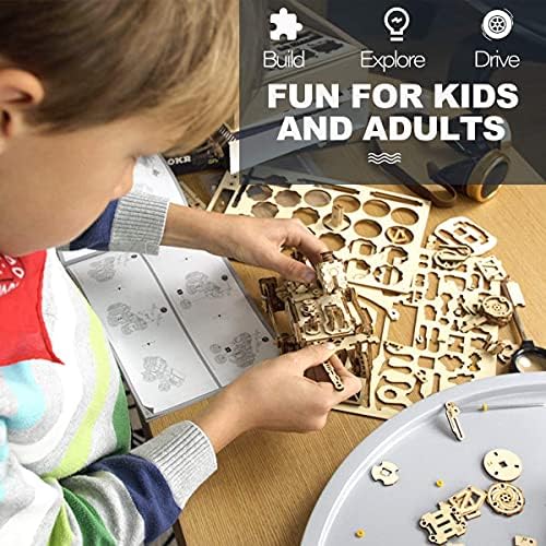 ROBOTIME Mars Rover Model Kits for Adults to Build - DIY Science Kits Solar Powered 3d Wooden Puzzle for Teens Laser Cutting Jigsaw