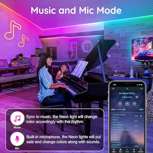 Image of 5 Meter Smart RGB Neon LED Strip Lights with App & Remote | Music Sync Rope Light for Room, Gaming, Party, Diwali & Home Decoration (16.4 Feet Multicolor)