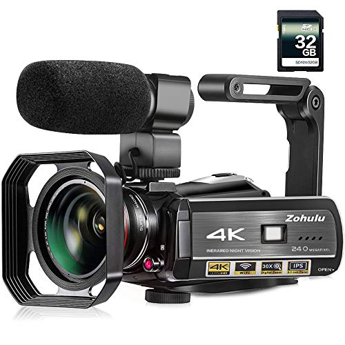 Video Camera, Zohulu 4K Camcorder WiFi Ultra HD Vlogging Camera for YouTube, 3.1'